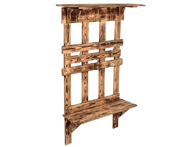 Вешалка с полкой и скамейкой, 173х110х32 см, обожжённая сосна, класс АВ 